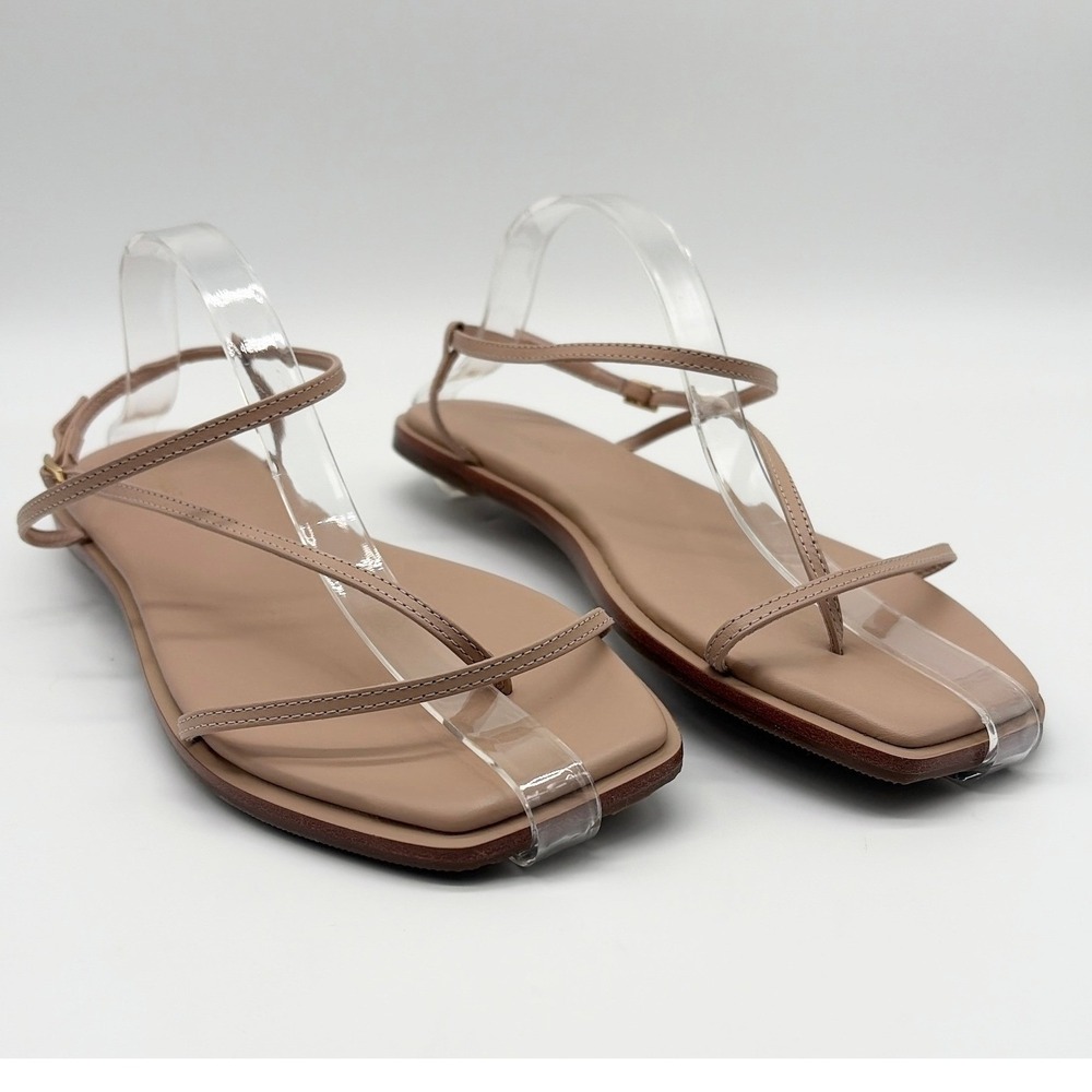 KAANAS Alayta Blush Leather Naked Strappy Square Toe Flat Sandals Brazil 9M NIB